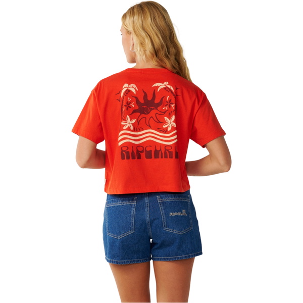 2026 Rip Curl Mujer Swell Camiseta De Cultivo 0P7WTE - Red